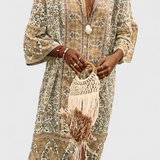 Vestido Largo Boho Chinara con Bordado Étnico y Estilo Relajado