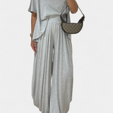 Conjunto Casual Trista con Top Suave y Pantalones Anchos para Máxima Comodidad