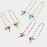 Оригинальные серёжки с разноцветными циркониями в виде птиц