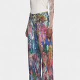 Rana Pantalones Vaqueros de Pierna Ancha con Diseños Artísticos Exclusivos