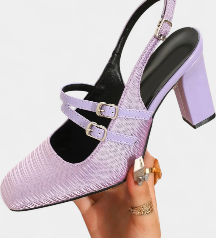 Elegantes Tacones Satinados Orlanda con Doble Tira y Correa al Tobillo para un Estilo Sofisticado