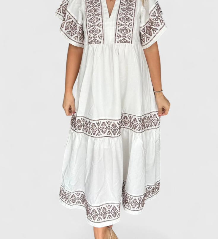 Vestido Maxi Boho Allona con Escote en V y Corte Relajado para un Look Chic y Cómodo