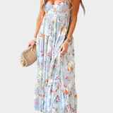 Neha Vestido Floral con Espalda Abierta y Delicados Tirantes para un Look Elegante y Sofisticado