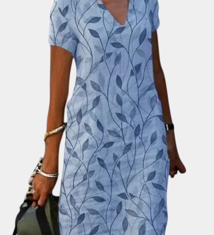 Elowen Vestido de Cambio con Estampado Casual y Escote en V, Perfecto para Comodidad y Estilo Casual