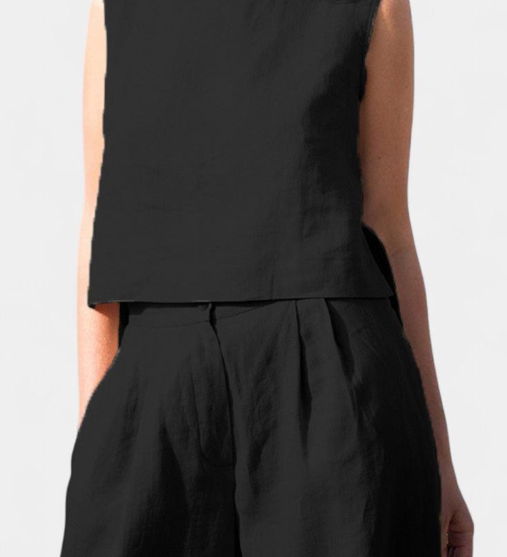 Yvanne Conjunto Vintage Sin Mangas para un Estilo de Verano Elegante