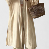 Conjunto Casual de Dos Piezas con Cárdigan Largo y Estilo con Abertura Lateral Para un Look Sofisticado y Cómodo