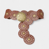 Alicia Cinturón Cowboy Vintage con Hebilla Circular Decorativa para un Estilo Único