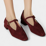 Elegantes Tacones Bajos Elly con Tira y Hebilla para un estilo cómodo y sofisticado