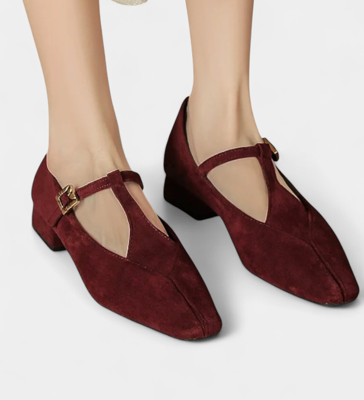 Elegantes Tacones Bajos Elly con Tira y Hebilla para un estilo cómodo y sofisticado