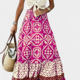 Elegante Falda Maxi Ethel Estampada con Detalle Volante