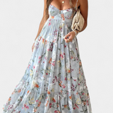 Neha Vestido Floral con Espalda Abierta y Delicados Tirantes para un Look Elegante y Sofisticado