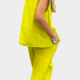 Elegante Conjunto de Chaleco y Pantalón Sin Mangas en Algodón y Lino para un Estilo Fresco y Confortable