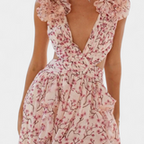 Elegante vestido de chifón Zuleika con volantes y aperturas laterales para un estilo sofisticado