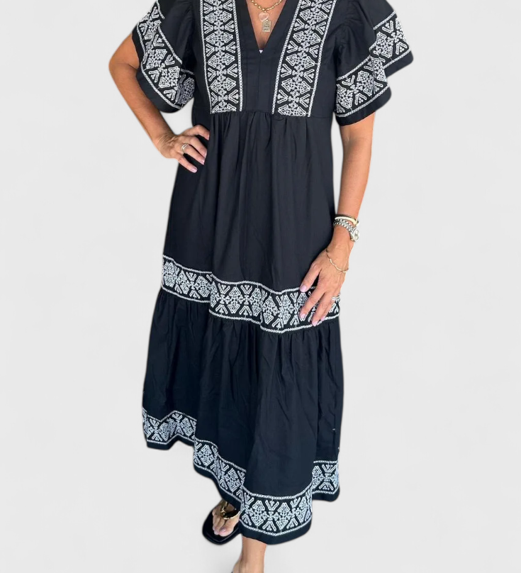 Vestido Maxi Boho Allona con Escote en V y Corte Relajado para un Look Chic y Cómodo