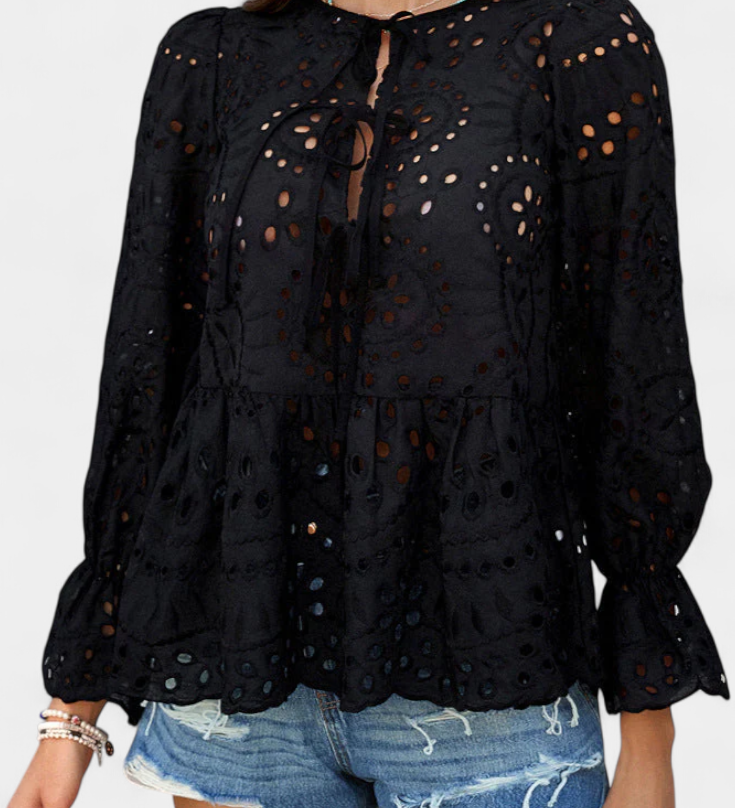 Blusa Bohemia Kayden con Encaje y Corte Fluidofilmar