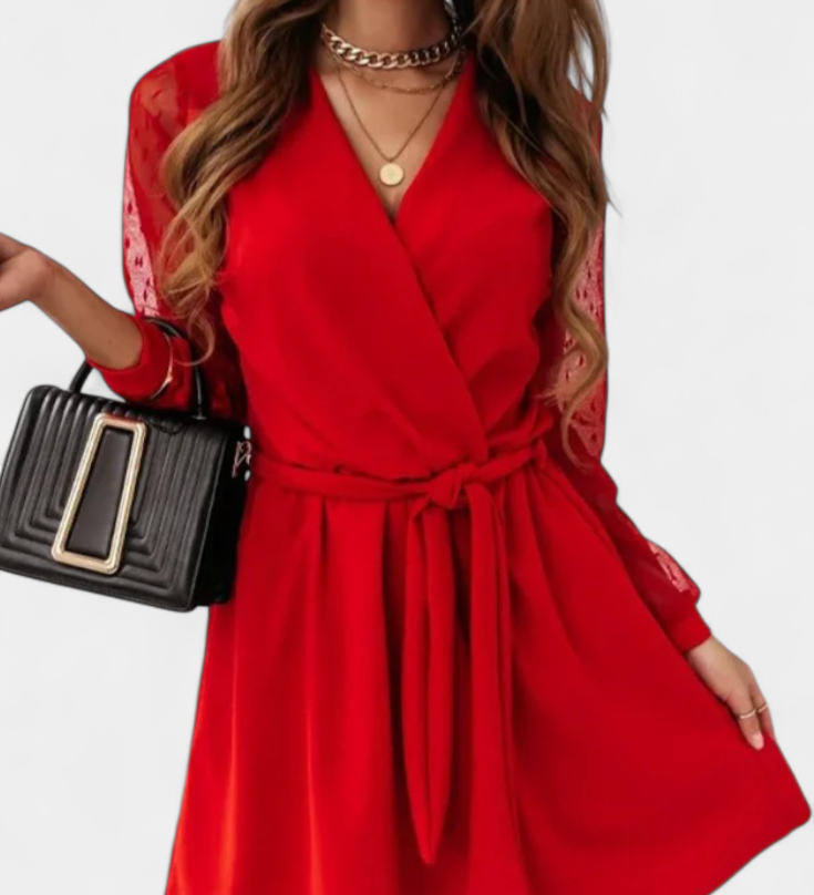 Calandra Vestido Mini Elegante con Escote Sofisticado y Silueta Perfecta para Eventos