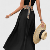 Sorina Vestido Midi Halter con Detalles de Diseño Elegantes