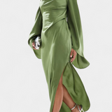 Vestido Maxi Asimétrico Keisha de Un Hombro con Cintura Esculpida para un Look Impactante