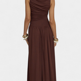 Elegante Vestido Maxi sin Mangas Maddy con Drapeado Lateral para un look sofisticado