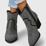 Berenice Botas Elegantes con Diseño Patchwork y Cremallera Lateral para un Estilo Sofisticado