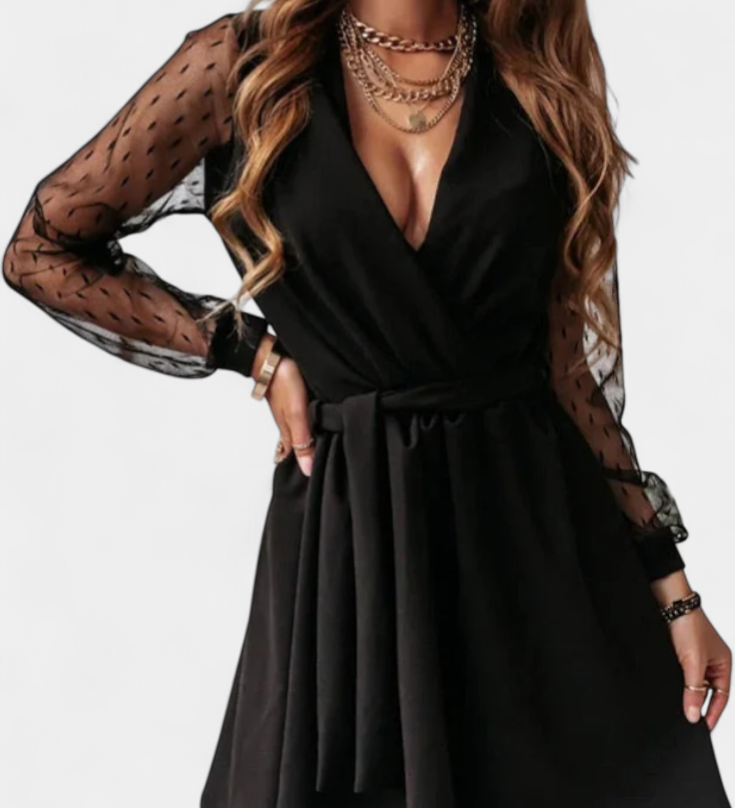 Calandra Vestido Mini Elegante con Escote Sofisticado y Silueta Perfecta para Eventos