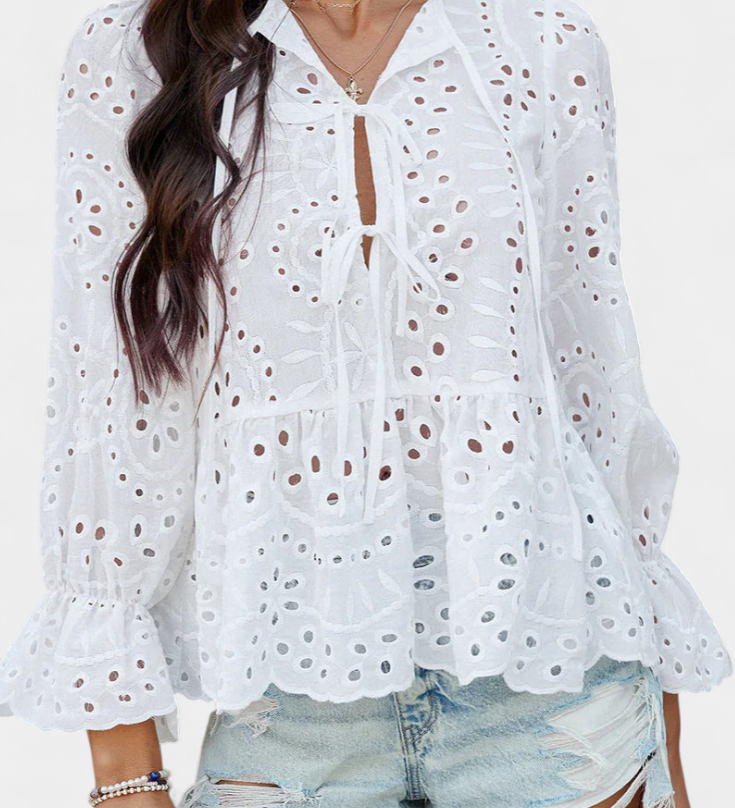 Blusa Bohemia Kayden con Encaje y Corte Fluidofilmar