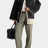 Pauline - Elegante abrigo de corte suelto con bufanda de flecos incorporada para un estilo sofisticado