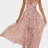 Elegante vestido de chifón Zuleika con volantes y aperturas laterales para un estilo sofisticado