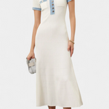 Alexia Vestido Midi de Punto con Detalle en Ribete para un Estilo Elegante y Confortable