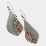 Boucles d'Oreilles Pendantes à Coiffe de Tournesol Boho