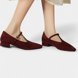 Elegantes Tacones Bajos Elly con Tira y Hebilla para un estilo cómodo y sofisticado