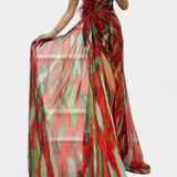 Vestido Maxi Asimétrico Aylin con Estampado Vibrante para un Estilo Impactante