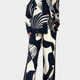 Conjunto de Pierna Ancha Basilisa con Estampado de Grafiti - Estilo Moderno y Vibrante