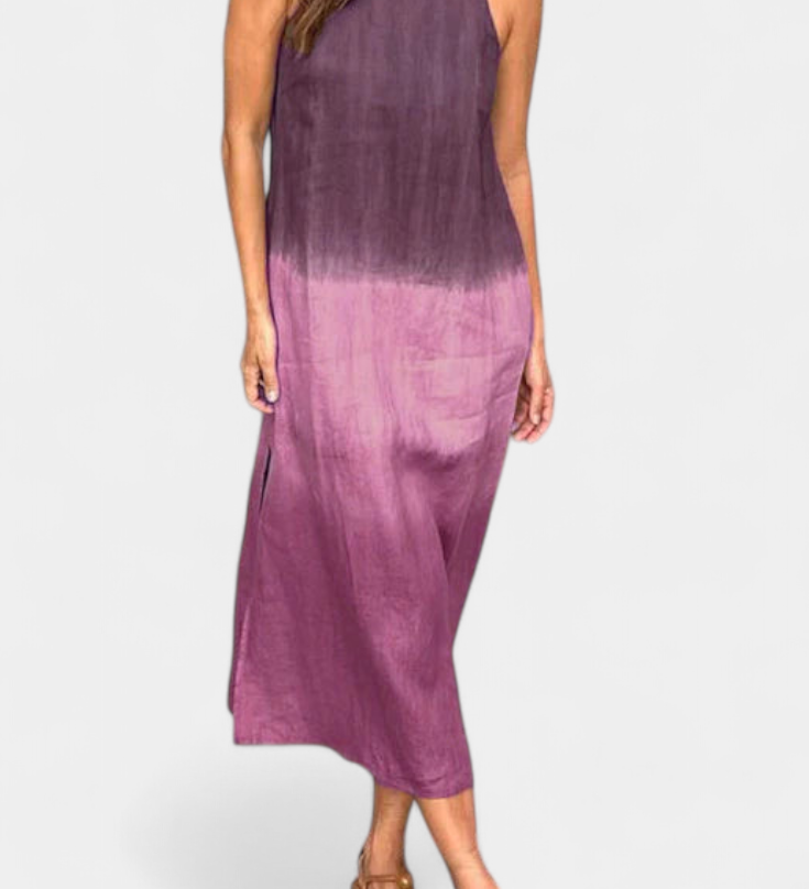 Taerra Vestido Sin Mangas de Estilo Tie-Dye en Degradé para un Look Vibrante y Moderno