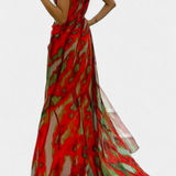 Vestido Maxi Asimétrico Aylin con Estampado Vibrante para un Estilo Impactante