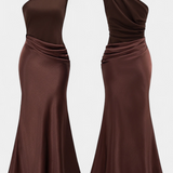 Elegante Ottavia Vestido Largo de Fiesta con Plisado y Escote Asimétrico de Un Solo Hombro
