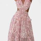 Elegante vestido de chifón Zuleika con volantes y aperturas laterales para un estilo sofisticado