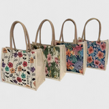 Bolsa de Yute con Estampado Floral y Diseño Ecológico - Perfecta para un Estilo Natural y Responsable