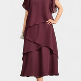 Vestido Asimétrico de Chiffon Cornelia con Silueta Flotante y Elegancia Única