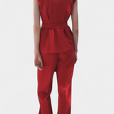 Elegante Conjunto Clásico Carlen con Chaleco, Cinturón y Pantalón de Pierna Ancha elegante