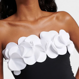 Ahria Conjunto de Bañador con Flores 3D y Estilosa Falda Envolvente