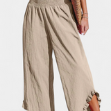 Elegante Pantalón Palazzo Justina con Volantes y Talle Alto para un Estilo Sofisticado