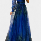 Becca Vestido Maxi de Chiffón con Diseño de Hombro Descubierto y Florerscentemente Voluminosa