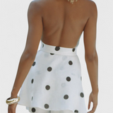 Eshra Conjunto de Top Halter y Shorts con Estampado de Lunares para un Estilo Chic y Cómodo