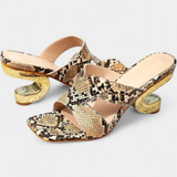 Tacones Megan Estilo Estilete con Impactante Estampado de Serpiente