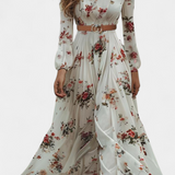 Amanda Vestido Maxi Floral con Cuello en V y Mangas Largas - Elegancia y Comodidad para Cualquier Ocasión
