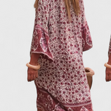 Vestido Largo Boho Chinara con Bordado Étnico y Estilo Relajado