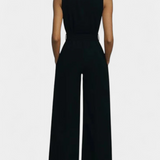 Ariella Mono Casual de Pierna Ancha con Solapa y Cintura Alta para un Estilo Elegante y Cómodo