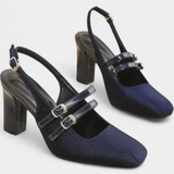 Elegantes Tacones Satinados Orlanda con Doble Tira y Correa al Tobillo para un Estilo Sofisticado