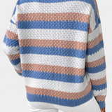 Jersey Kristen Oversized de Cuello Redondo a Rayas para un Estilo Confortable y Moderno